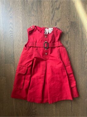 Burberry Red Girls' Dress with Signature Check Trim